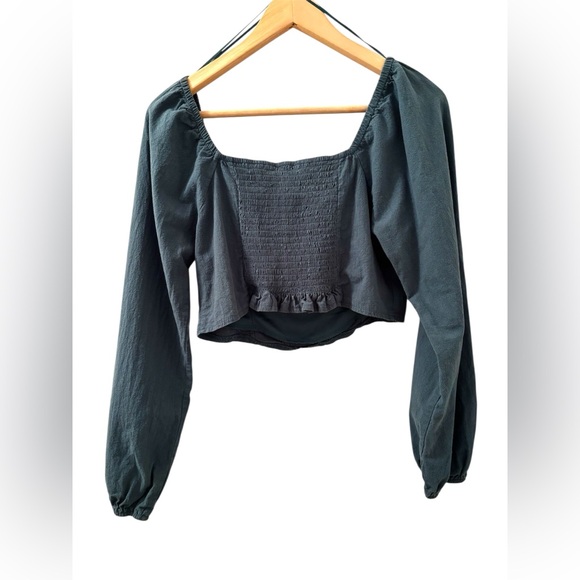 Green Cotton Cropped Top - Picture 4 of 7